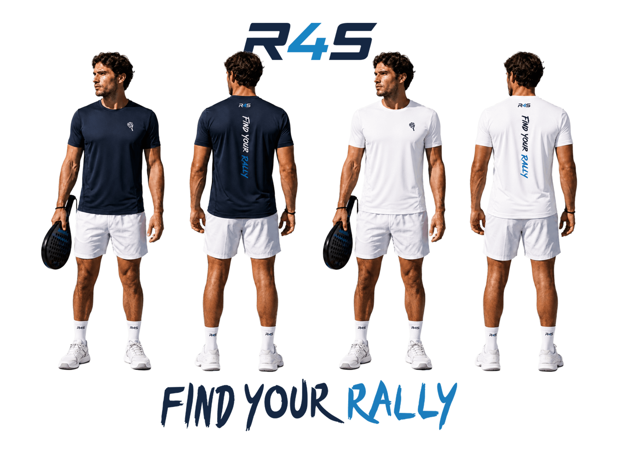 Rally for Serve men's performance shirt mockup in dark navy and white